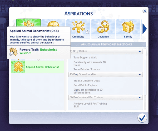 Sims 4 Animal Behaviorist Aspiration Mod