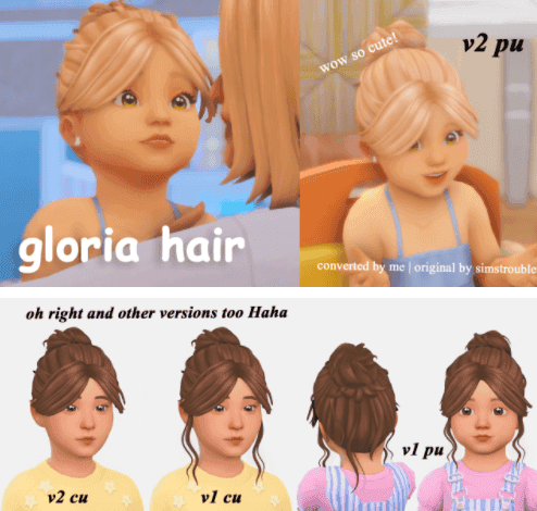Kids Bun with Bangs for Sims 4