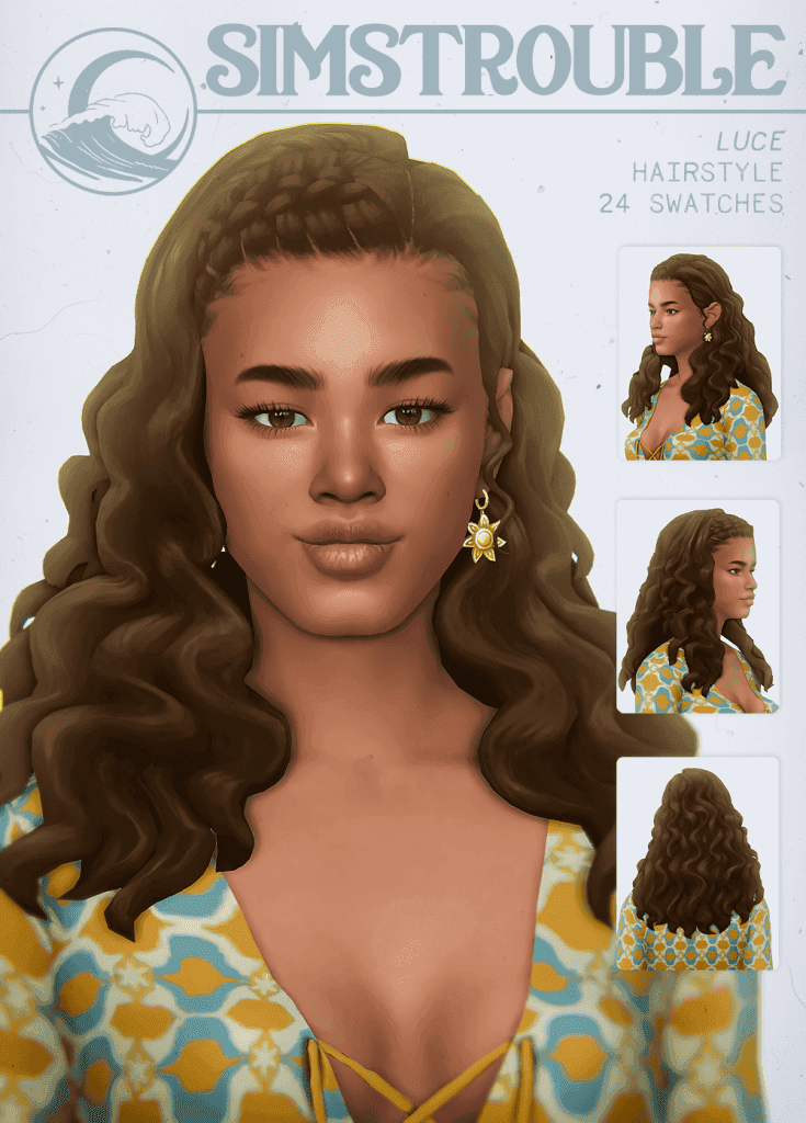 Sims 4 Curly Hair with a Braid