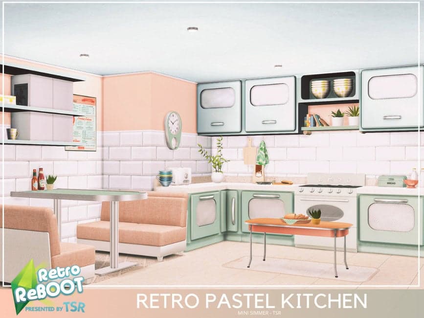 Sims 4 Retro Pastel CC Kitchen