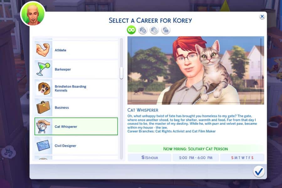 Sims 4 Cat Whisperer Career