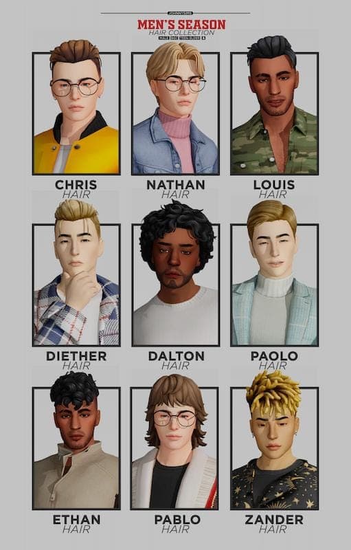 Sims 4 Male Hair CC Pack