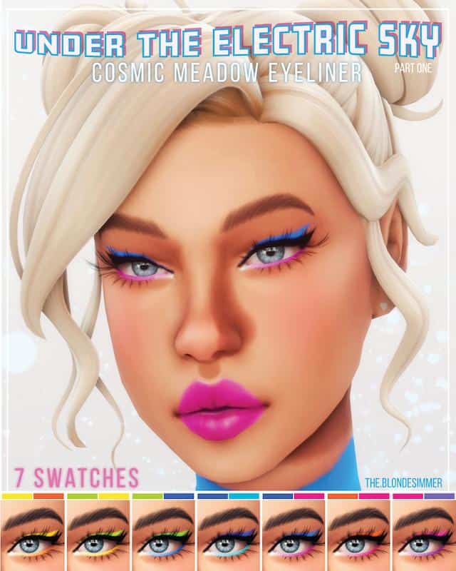 Vibrant Neon Sims 4 CC Eyeliner