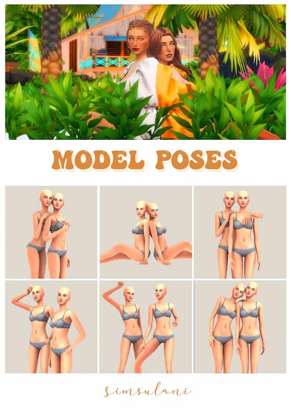 Model Poses for Two Sims