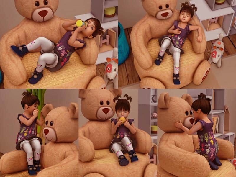 Teddy Bear Chair Toddler Poses