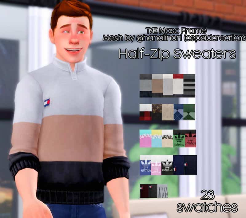 Sims 4 Male CC Half-Zip Sweater