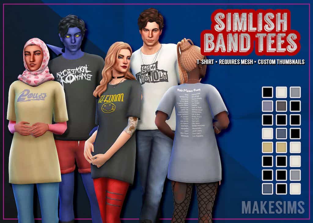 Sims 4 CC Band Tees
