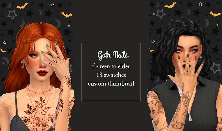 Sims 4 Goth Nails