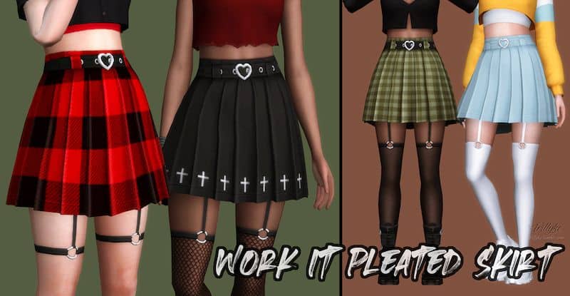CC Pleated Skirt & Garter Tights