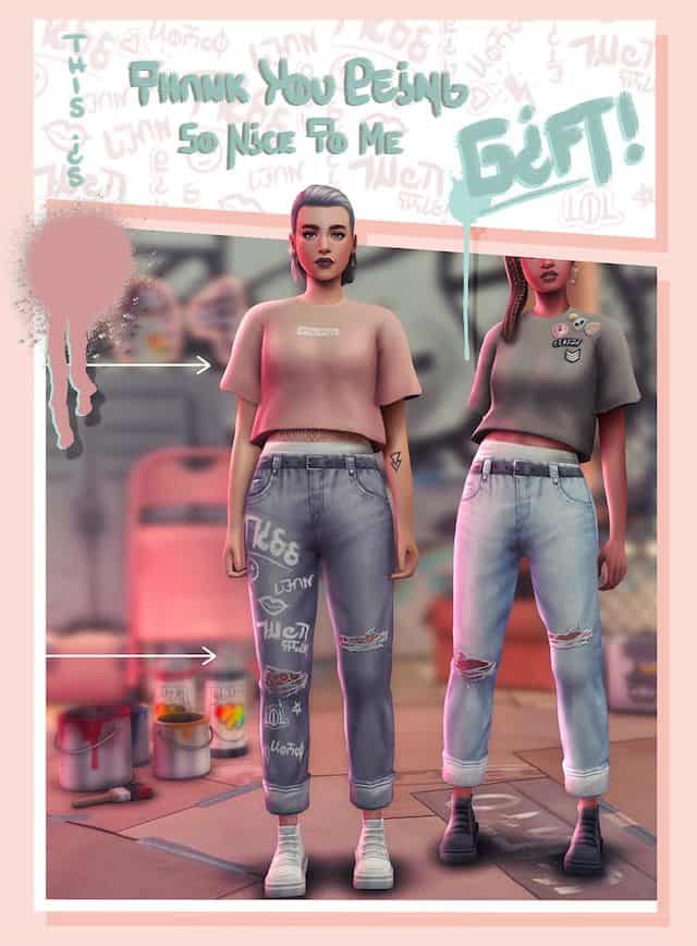 Grunge Jeans & T-Shirt CC Set