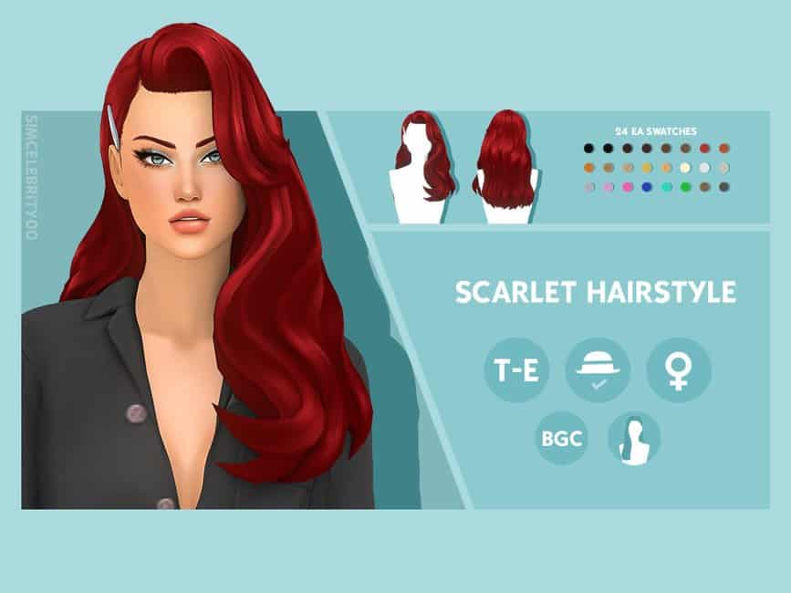 Scarlet Hair Mod for Female Sims