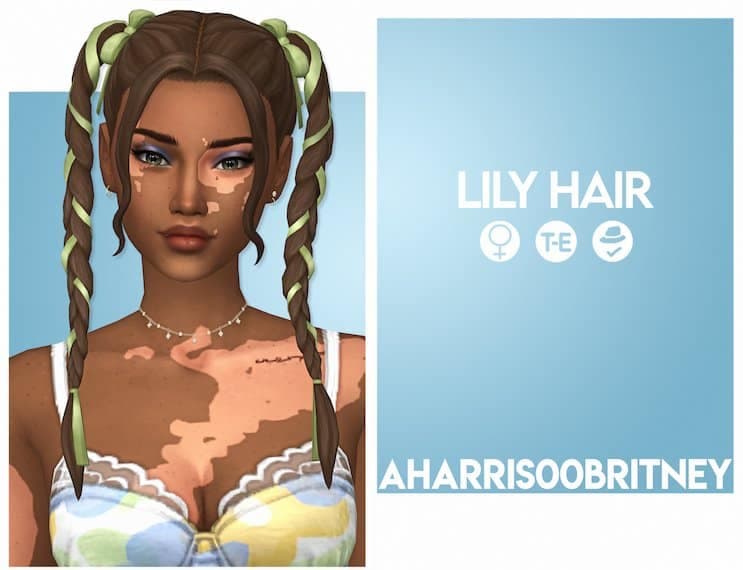 Lily Sims 4 Hair Mod with Ribbons