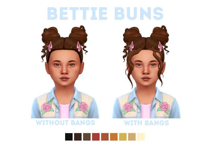 Bettie Buns Kids Sims 4 Hair Mods