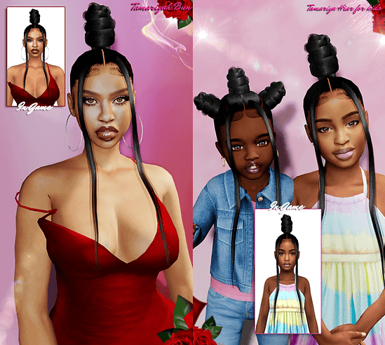 Tamariya Knot Buns Black Sims 4 CC