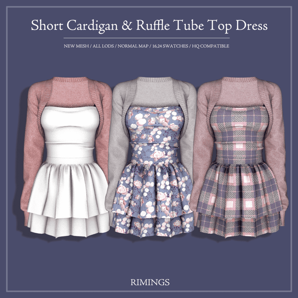 Short Cardigan & Ruffle Tube Top Dress