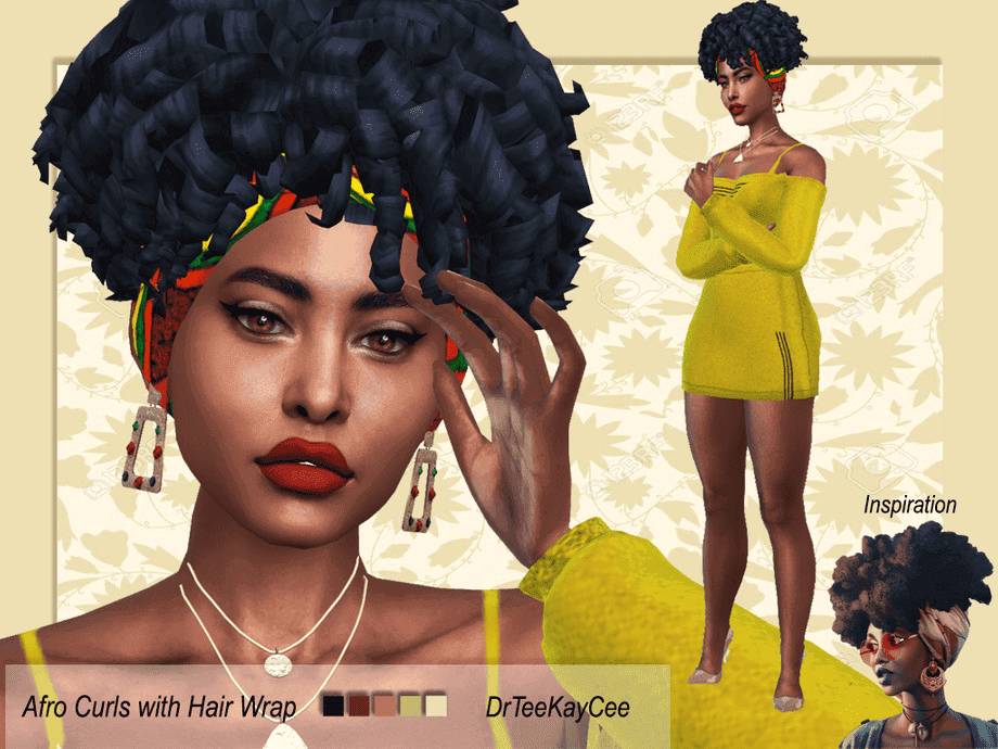 Afro Curls with Hair Wrap