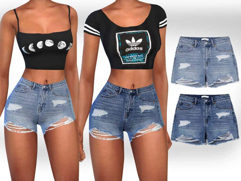 Saliwa’s Full Ripped Realistic Denim Shorts