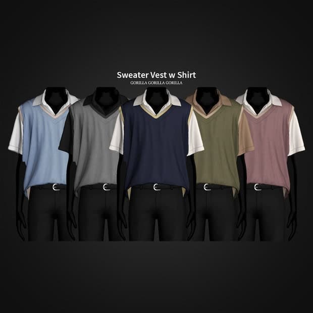 Sweater Vest w Shirt Alpha cc