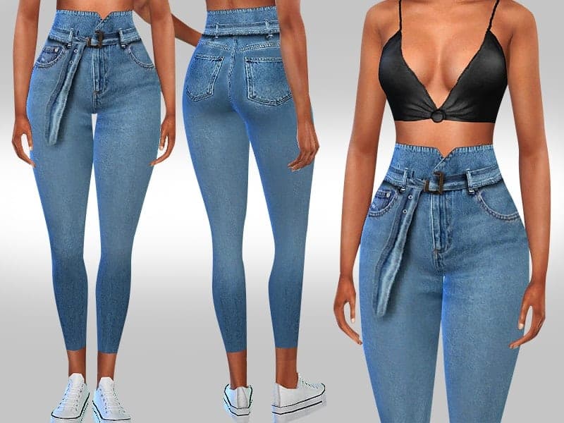 Ultra High Waist Tied Jeans