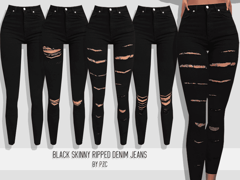 Black Skinny Ripped Denim Jeans Collection