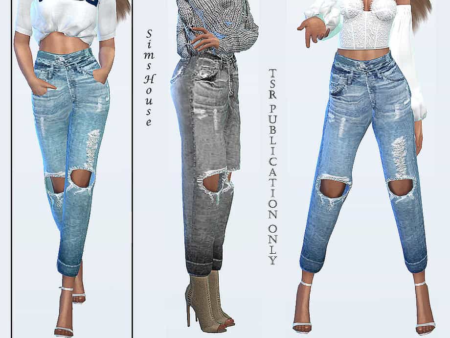 Sims House’s Women’s Wide Ripped Jeans