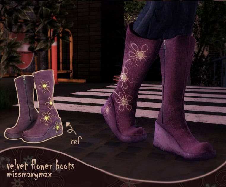 Purple Flower Boots