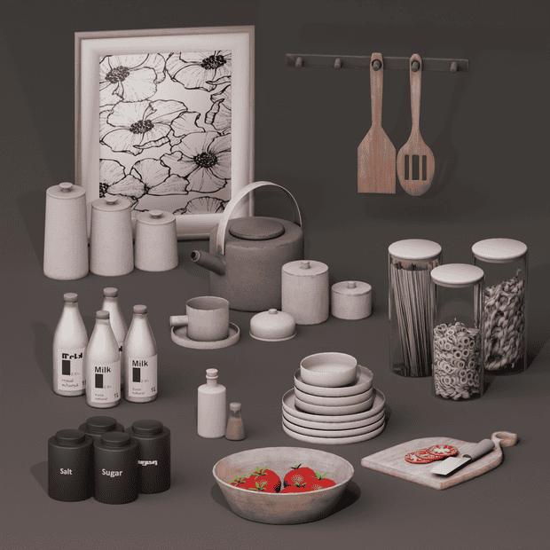 Monochrome Kitchen Clutter