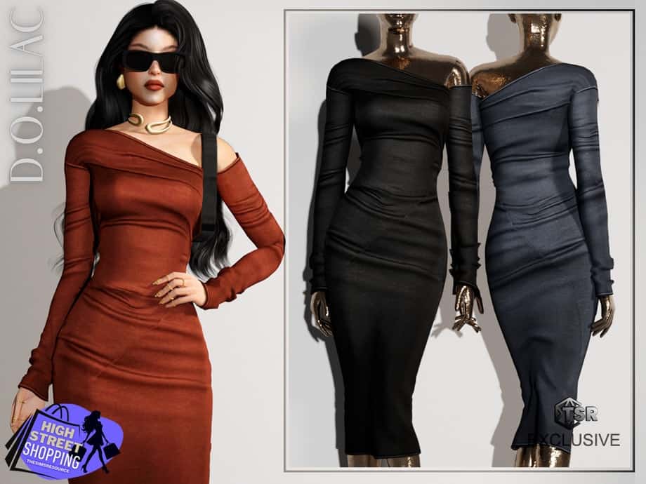 Draped One Shoulder Dress