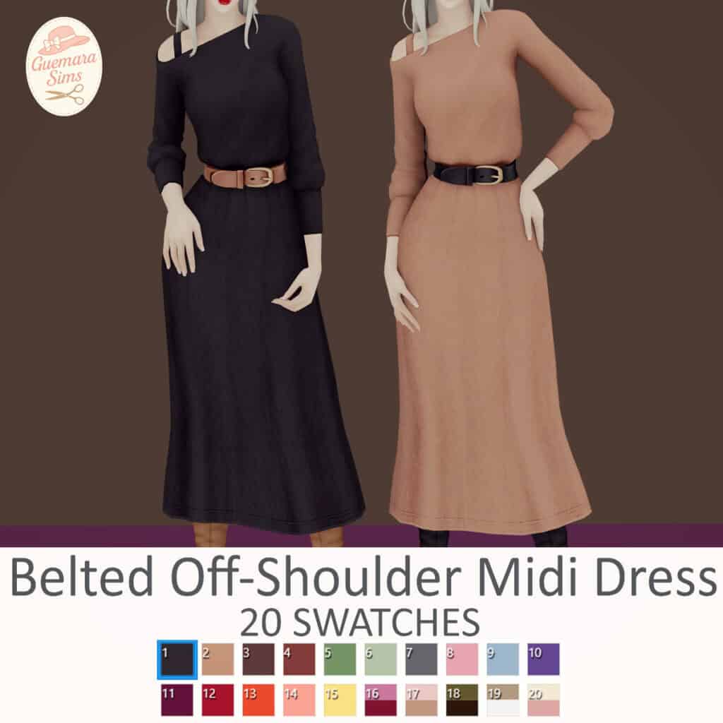 Belted Off-Shoulder Midi Dress