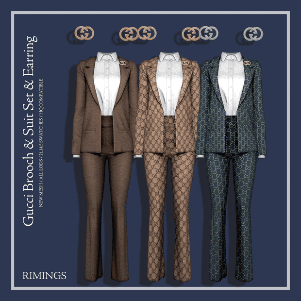 Gucci Brooch & Suit Set & Earring