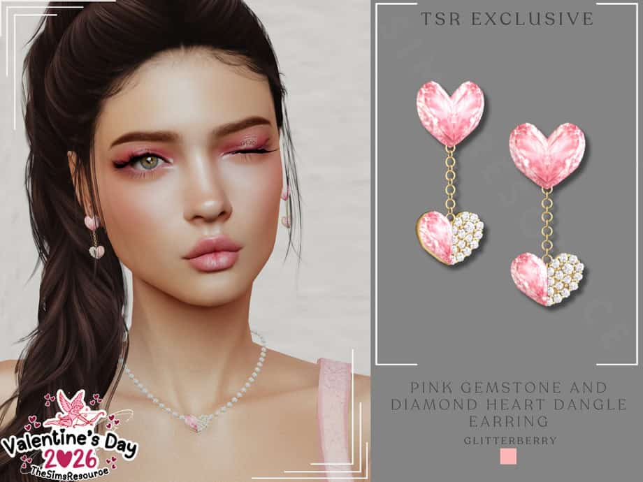 Pink Gemstone Diamond Dangle Earrings