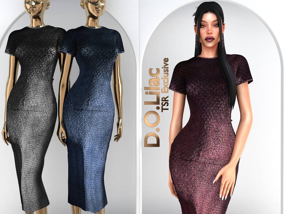 Metallic Jacquard Knit Midi Dress