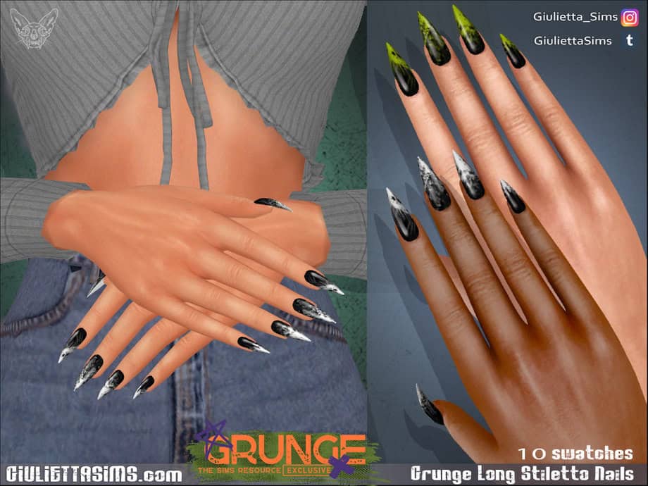 Grunge Long Stiletto Nails
