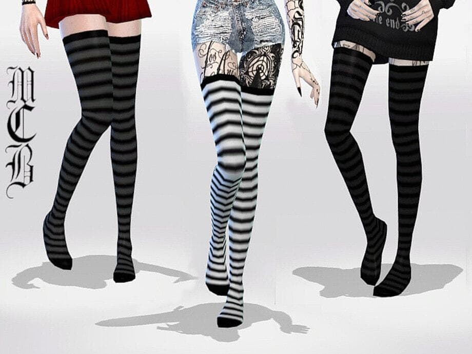 Long Striped Over Knee Socks