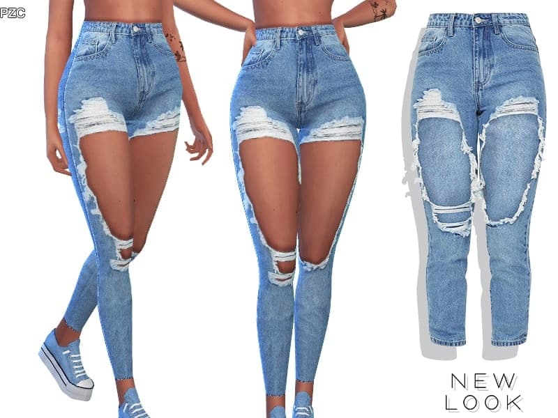 New Look High Rise Ripped Denim Jeans