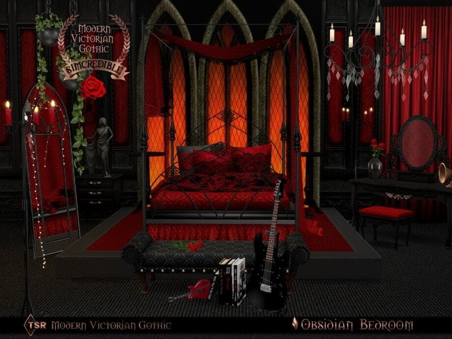 Modern Victorian Gothic Obsidian Bedroom