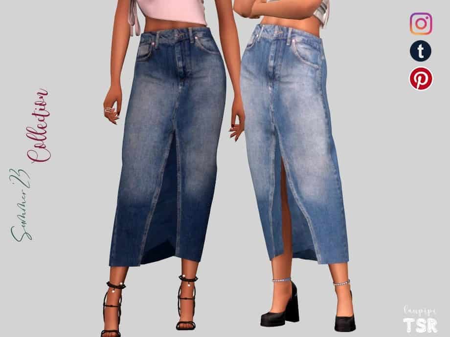 Denim Midi Skirt