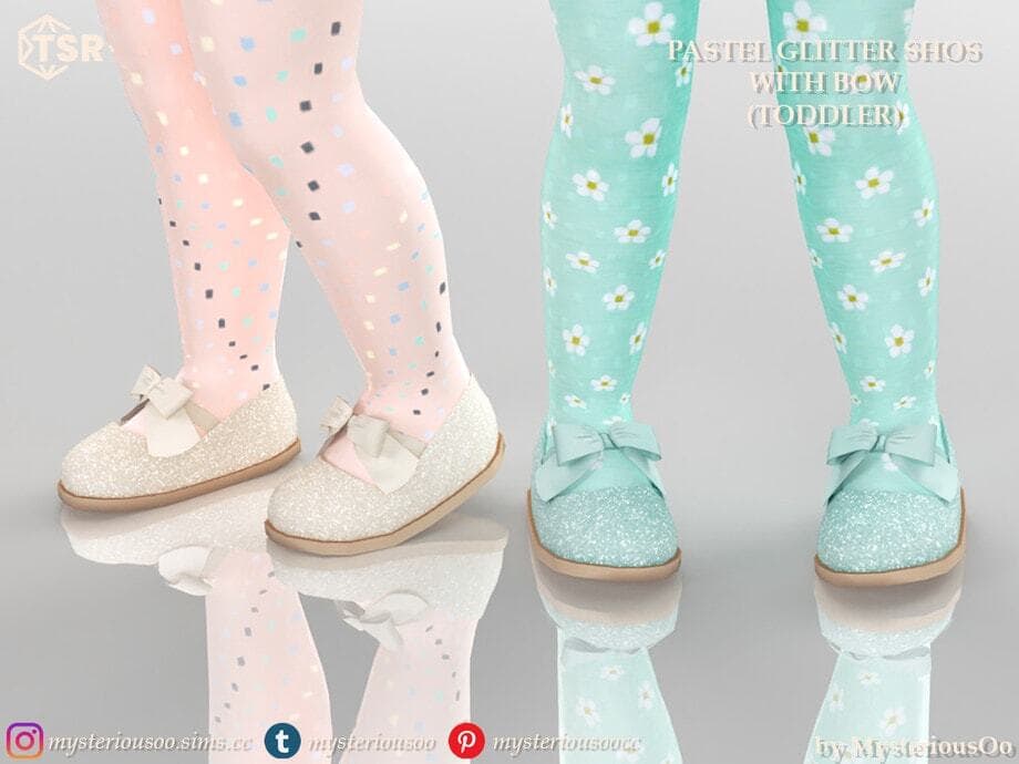 Pastel Glitter Shoes with Bow