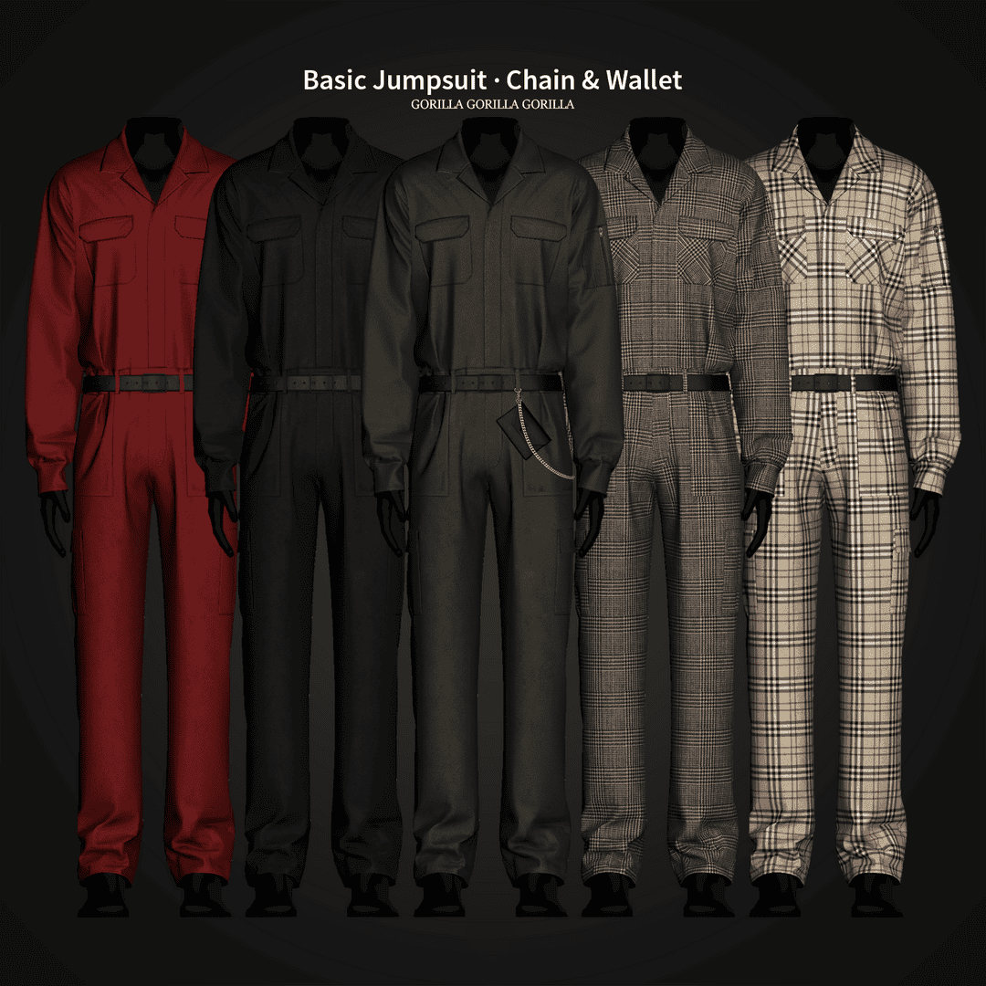 Basic Jumpsuit, Chain, and Wallet