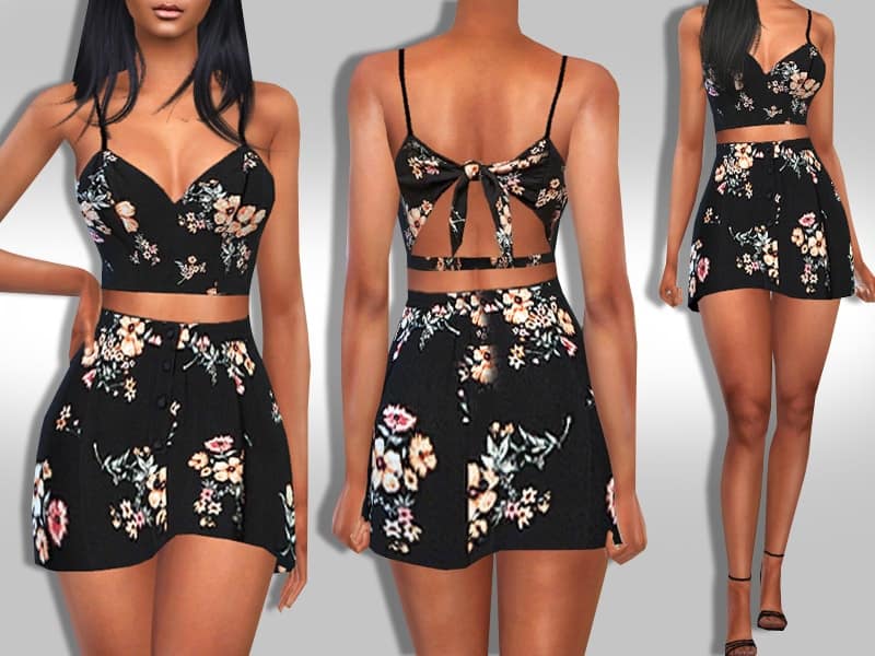 Female Two-Piece Trendy Floral Outfit