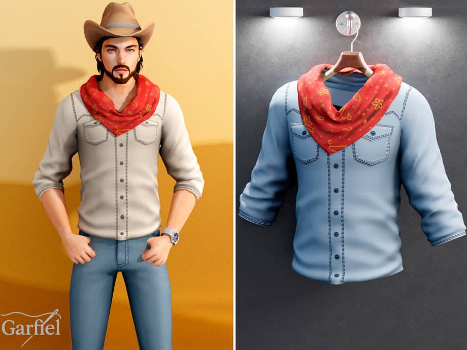 Western Shirt with Bandana Detail