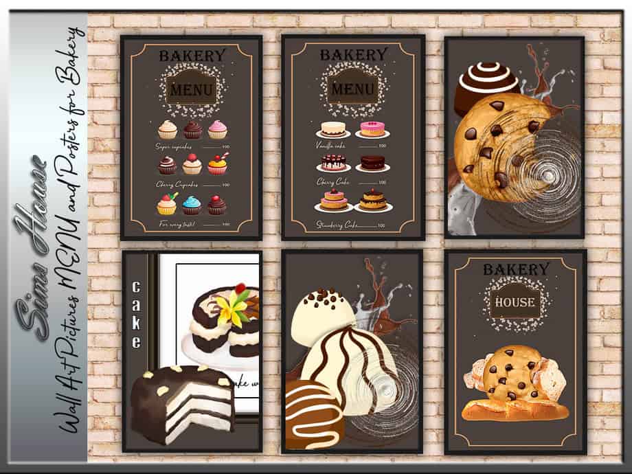 Wall Art Paintings Menu and Posters For Bakery and Cafe