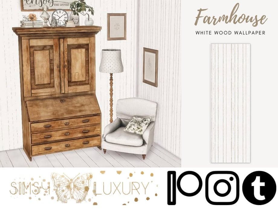 Farmhouse Entry- White Wood Wallpaper