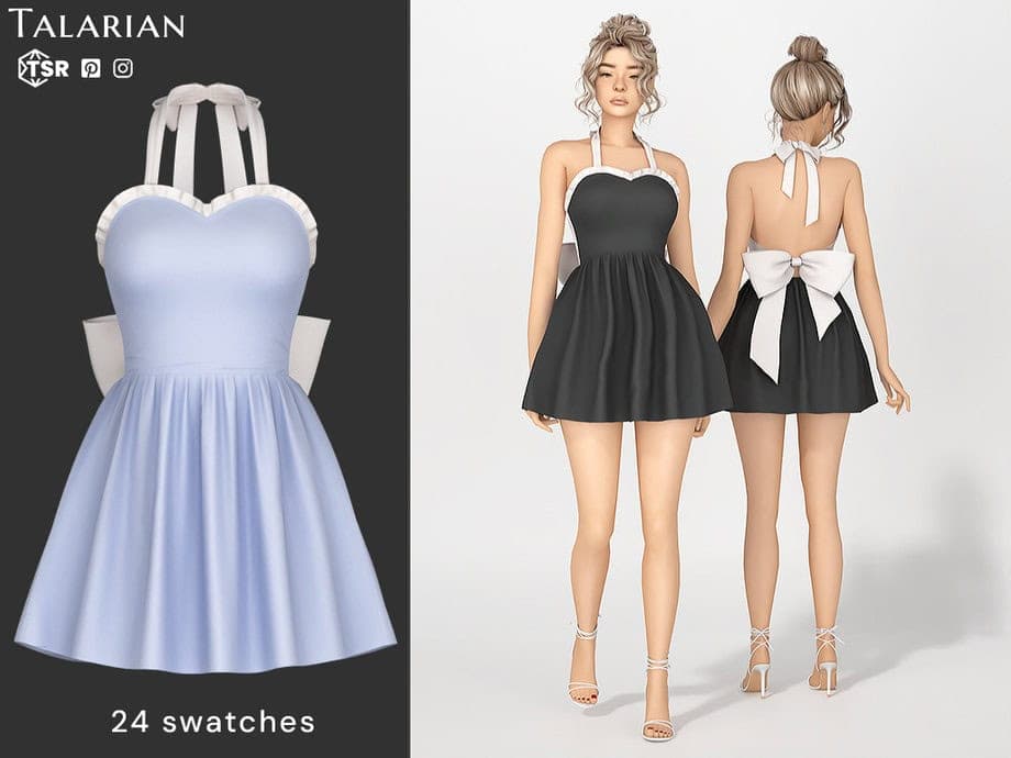 Leslie Halter Mini Dress with Bow