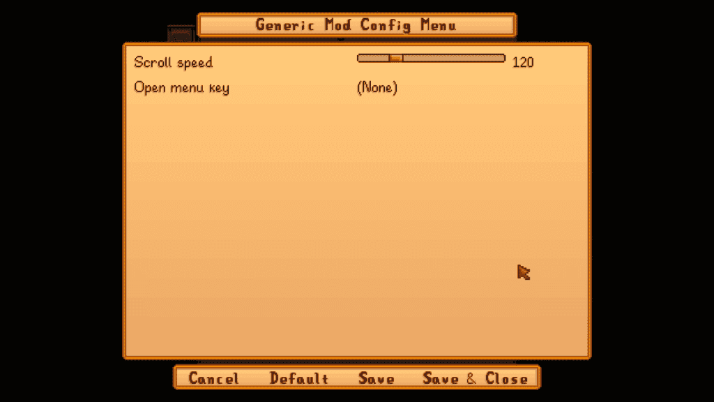 Generic Mod Config Menu