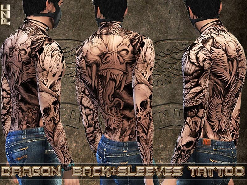 Dragon Back and Sleeves Tattoo