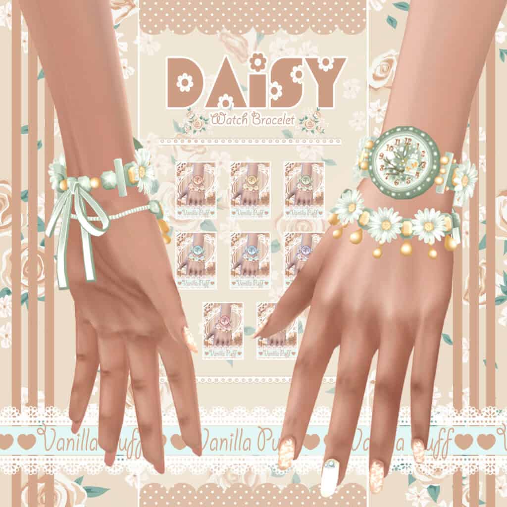 Vanilla Puff Daisy Watch Bracelet
