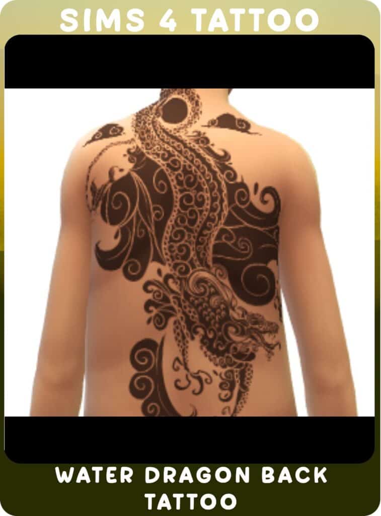 Water Dragon Back Tattoo