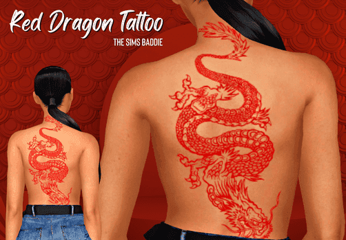 Red Dragon Back Tattoo