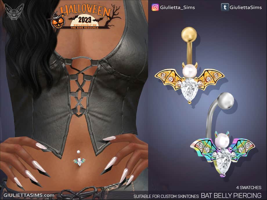 Bat Crystal Belly Piercing